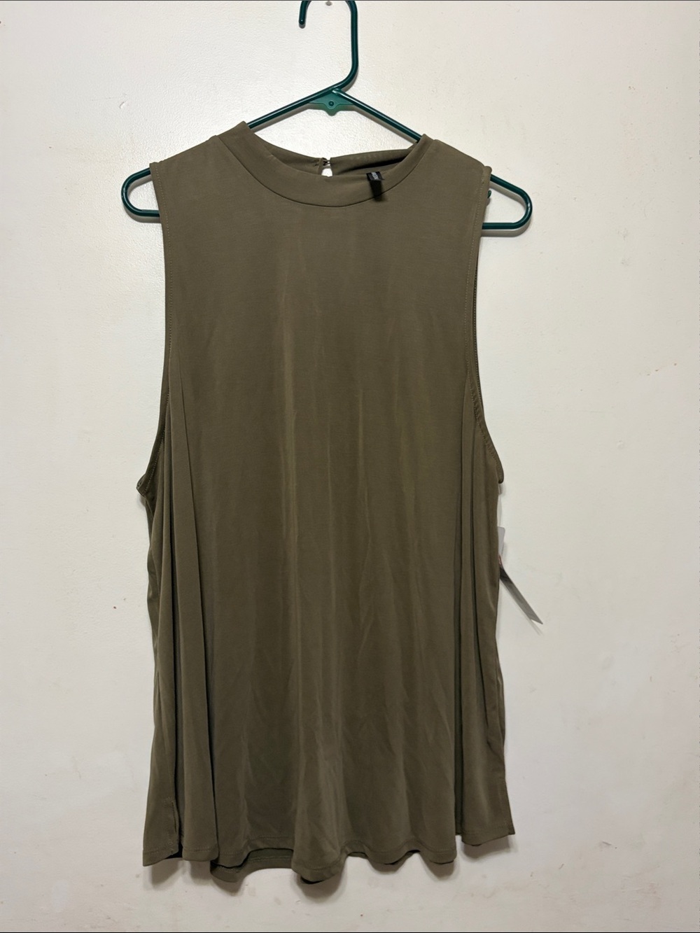 Massini Olive High Neck Sleeveless Tank